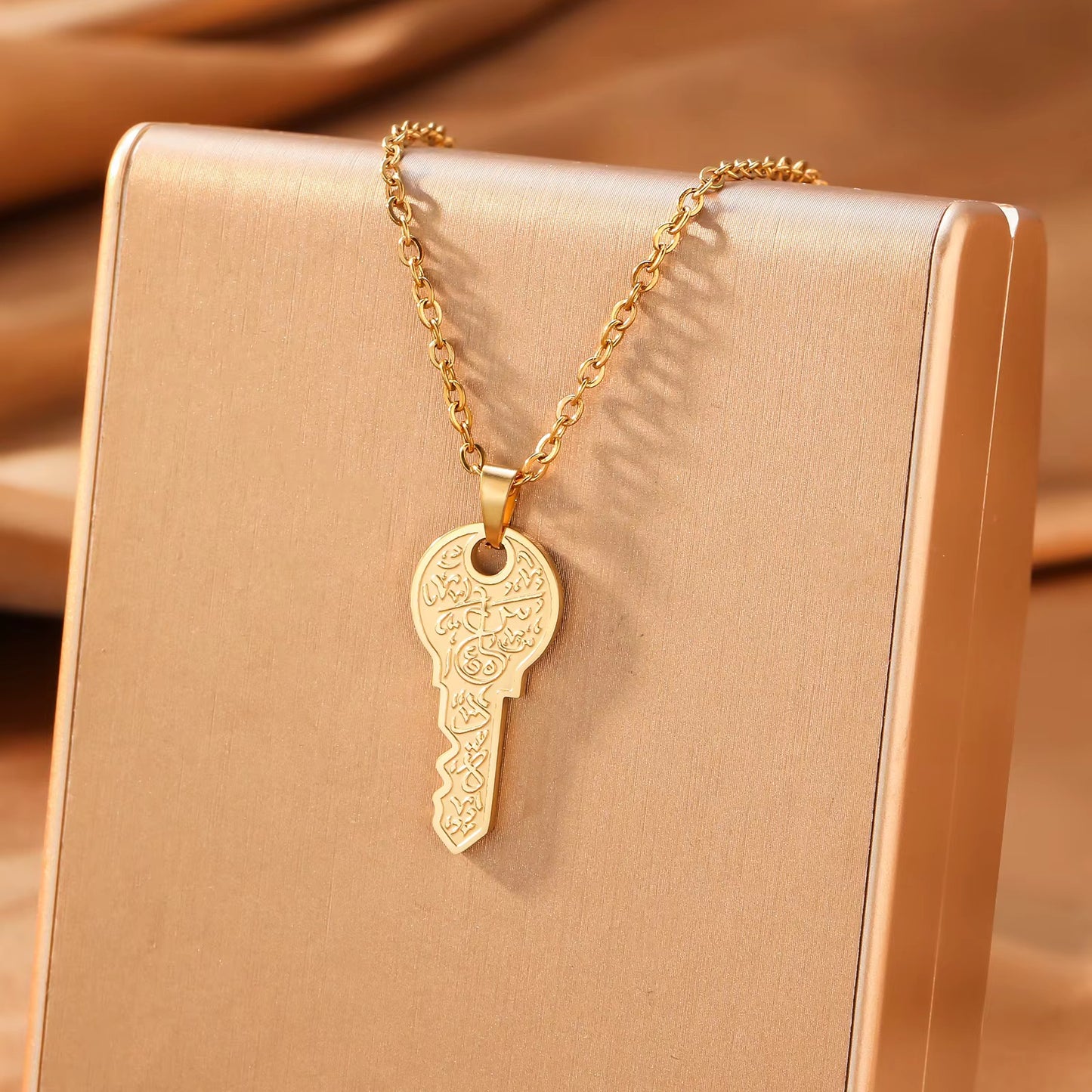 Arabic Happiness Lock & Key Stainless Steel Necklace