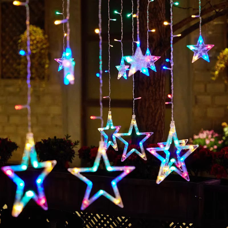 Decorative LED Curtain String Lights – Stars Design | RGB & Warm Yellow