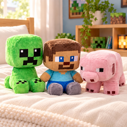 Minecraft Character Plushies – Pig, Steve & Creeper