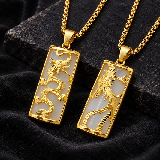 Jade Dragon & Phoenix Necklace