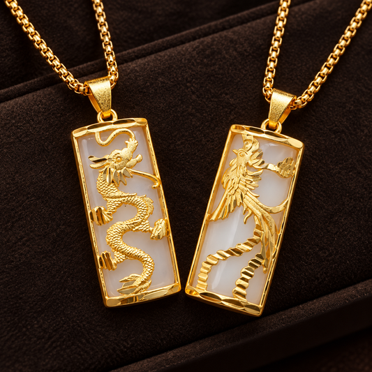 Jade Dragon & Phoenix Necklace