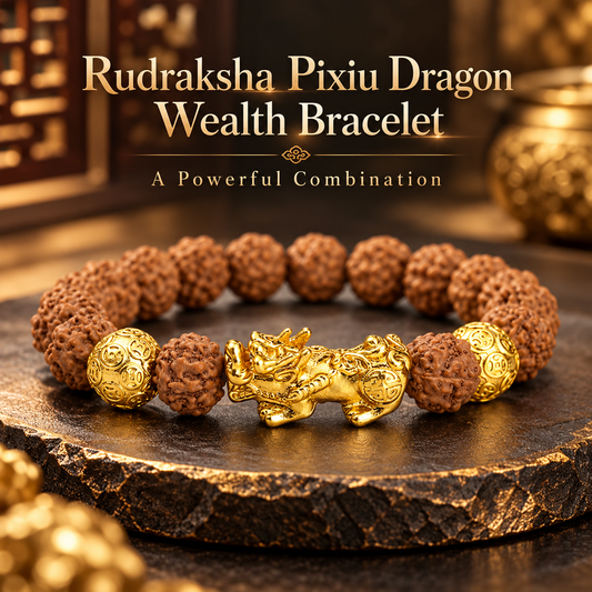 Rudraksha Pixiu Feng Shui Bracelet 10mm