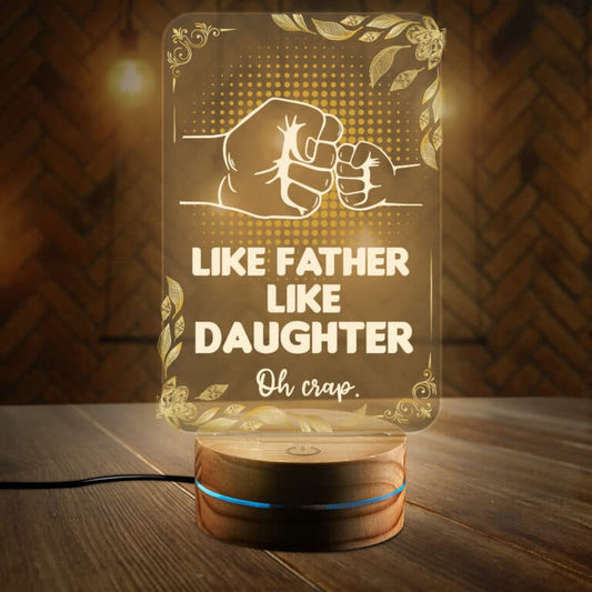 Father’s Love 3D Acrylic Night Lamp With Wooden Base - Father & Daughter Love
