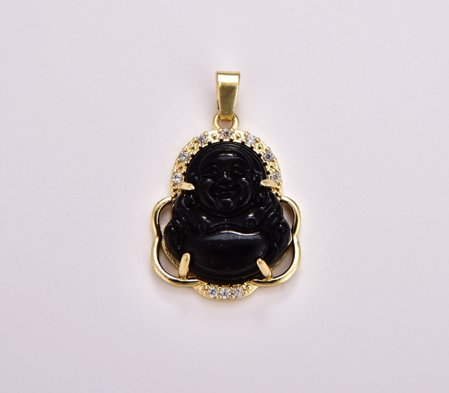 Laughing Obsidian Buddha Necklace