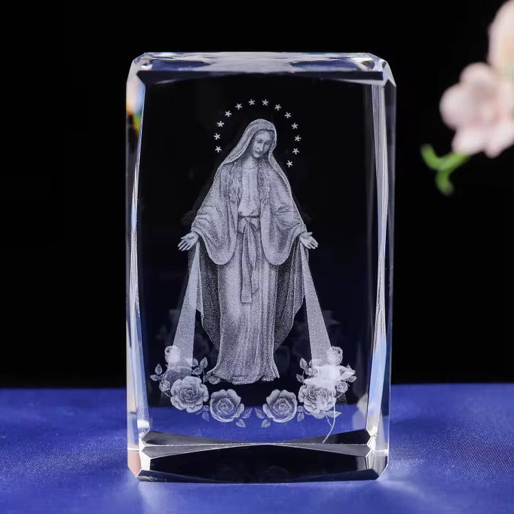 K9 Glass Crystal 3D Laser Engraved Virgin Marry Lamp