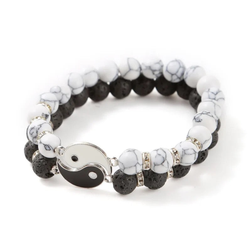 Yin & Yang Natural Stone Distance Bracelets 2pc