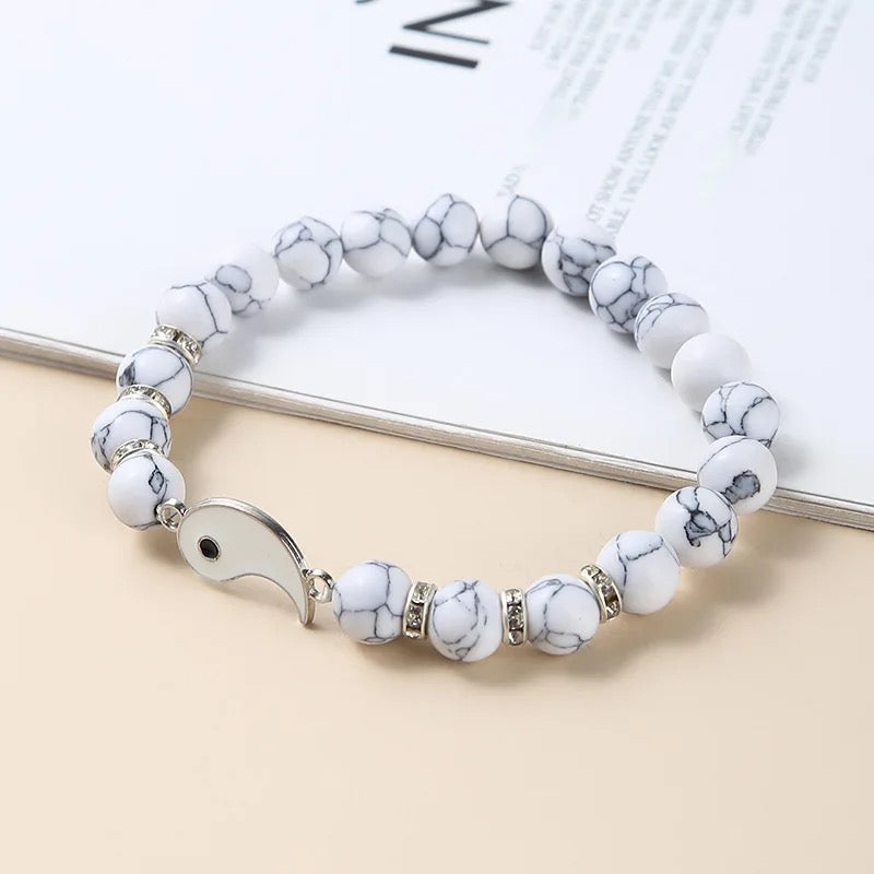 Yin & Yang Natural Stone Distance Bracelets 2pc