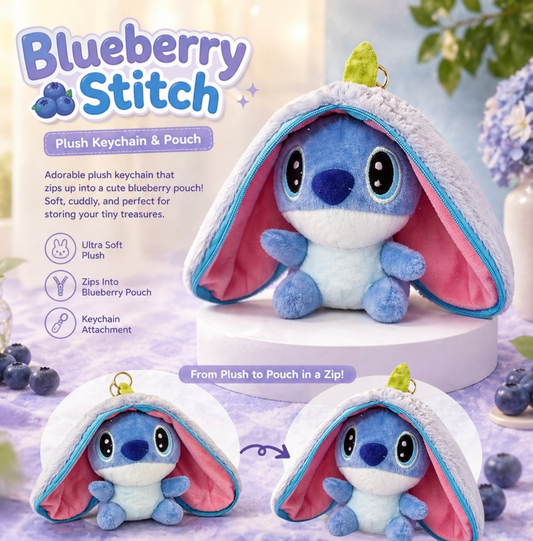 Mini Surprise Stitch in Pouch Unzip Keychain