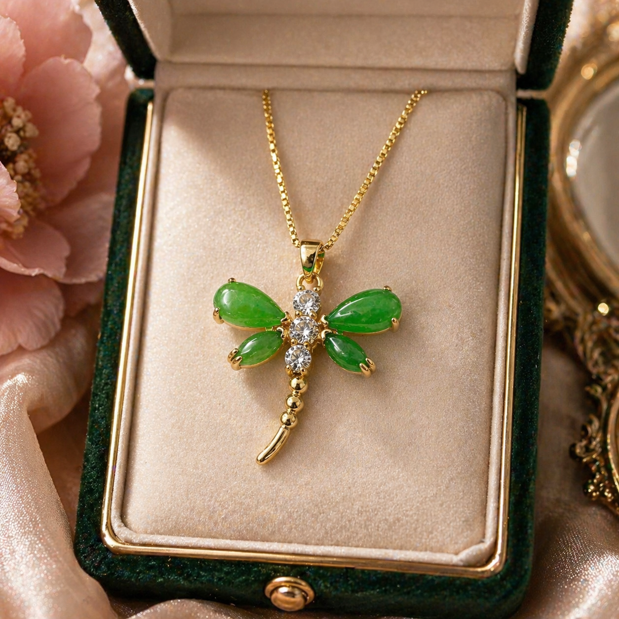 Dragonfly Natural Jade Necklace