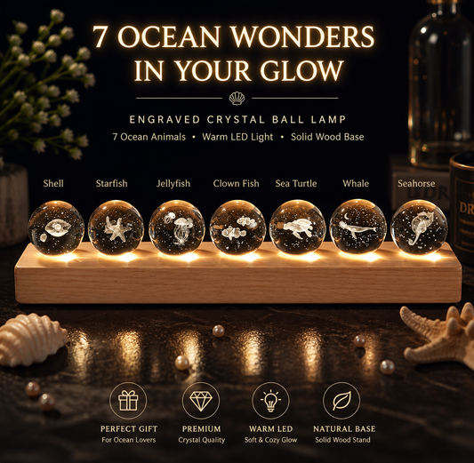 7 Animal Ocean Aura Crystal Sphere RGB Lamp