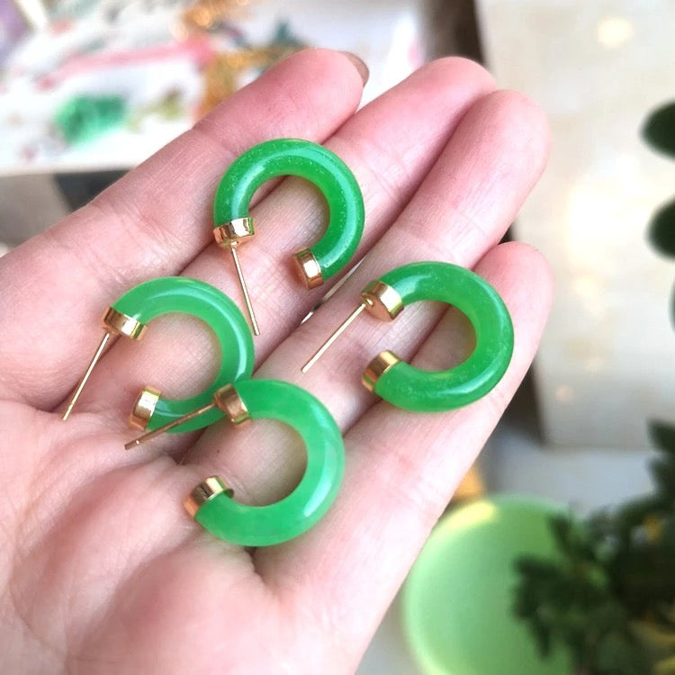 Jade Hoop Earrings