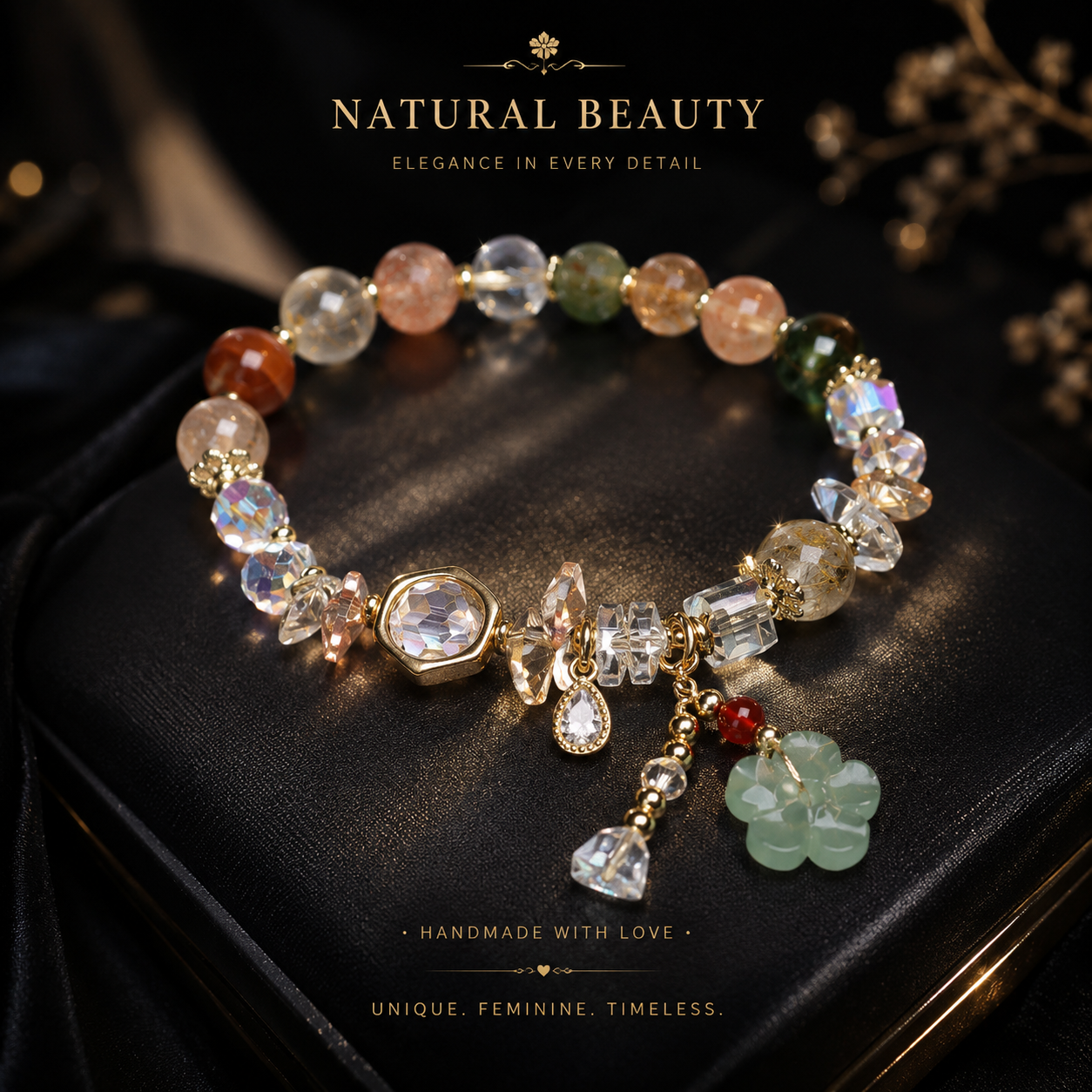 Crystal Jade Charm Bracelet