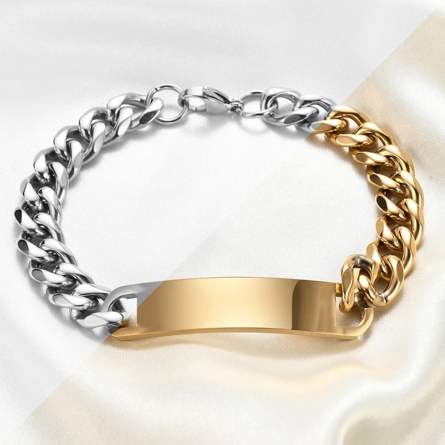 Customizable 18k Gold-Filled Stainless-Steel Cuban Bracelet with Engraving