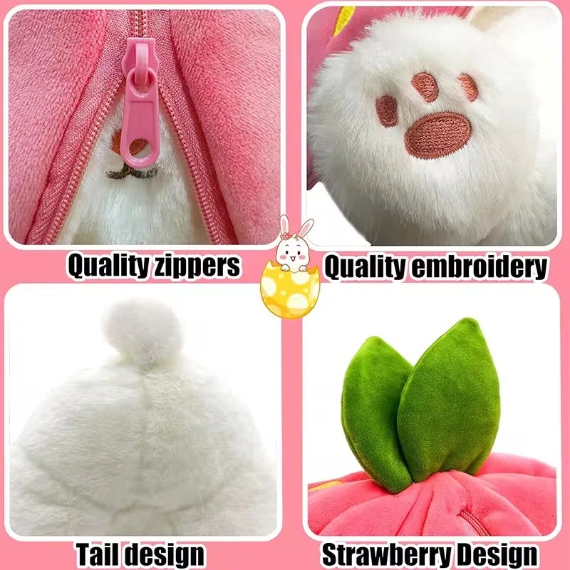 Strawberry Bunny Breathing Plush with Soothing Baby Music