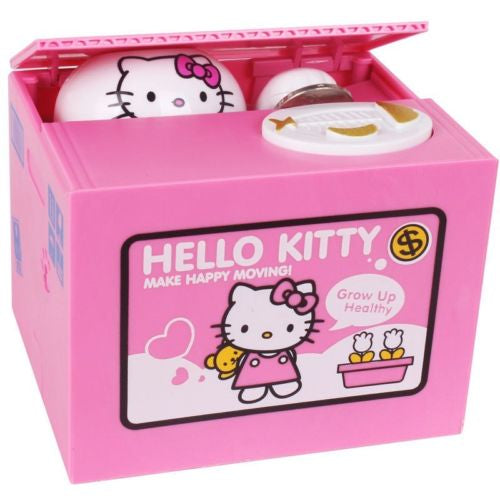 Pink Hello Kitty interactive coin collector piggy bank