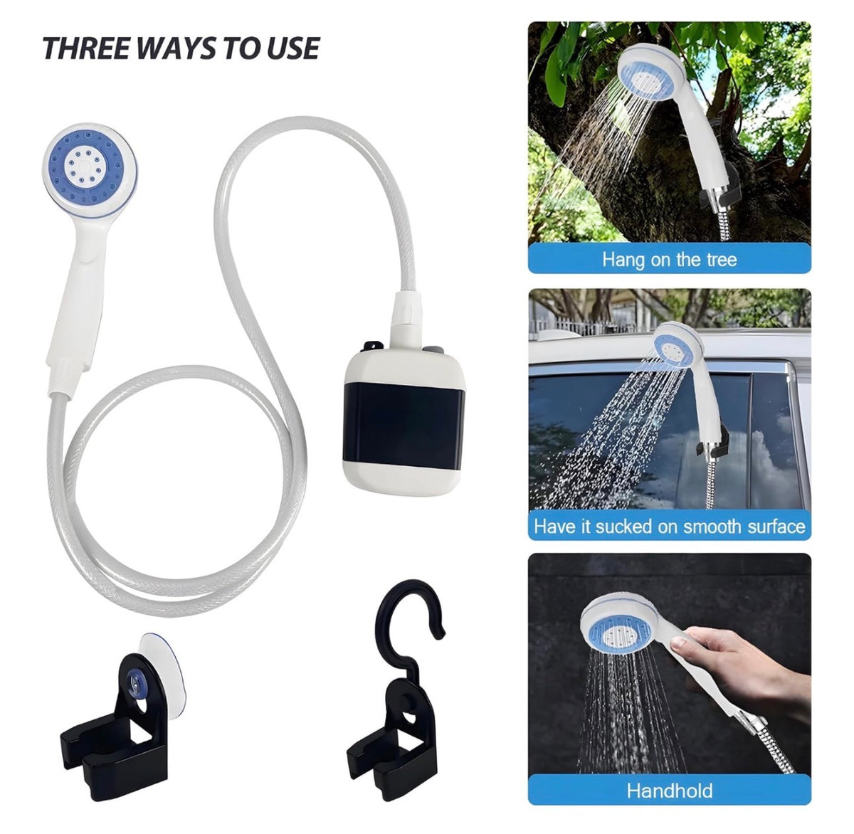 Portable shower pump for showering, car washing and watering flowers